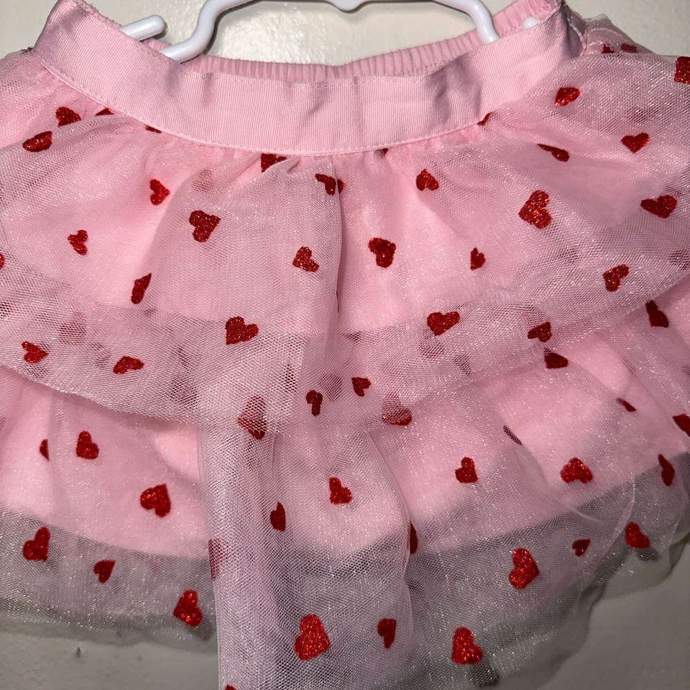 Janie and Jack Pink Skirt with Red Heart Details